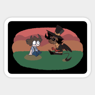 Edgar and Ringmaster Raven In Field Sticker